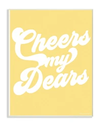 Stupell Industries lulusimonSTUDIO Retro Script Cheers My Dears Wood Wall Plaque