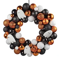 23.5" Orange, Black & White Ghost & Ornament Wreath by Ashland®