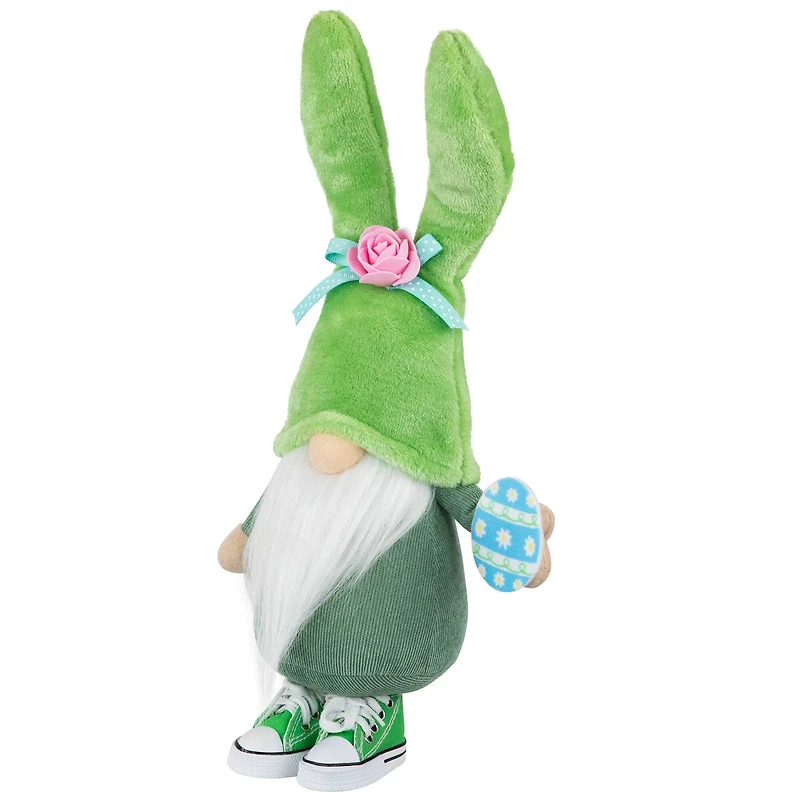 15" Green Gnome with Bunny Ears Easter Figure