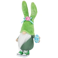 15" Green Gnome with Bunny Ears Easter Figure