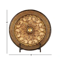 16" Gold Polystone Traditional Decorative Plate with Stand