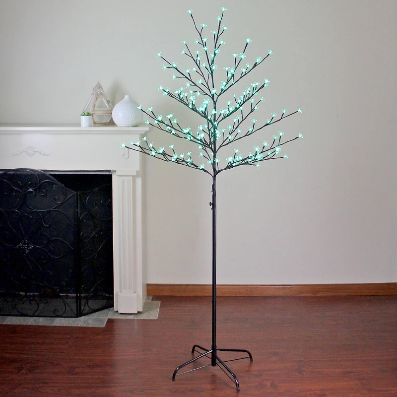 6ft. Green LED Cherry Blossom Flower Artificial Tree