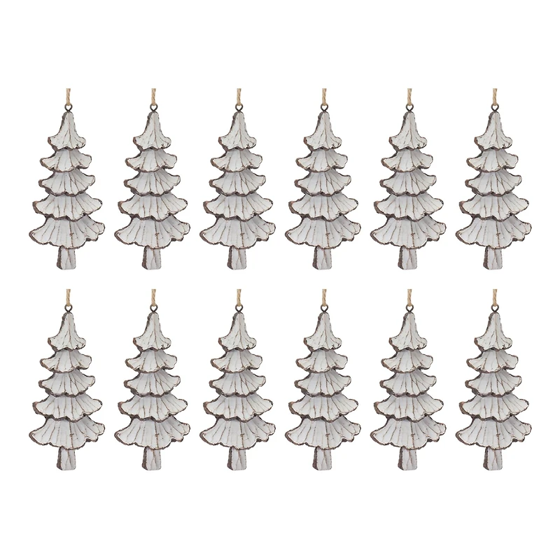12ct. Carved Pine Tree Ornament