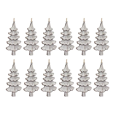 12ct. Carved Pine Tree Ornament