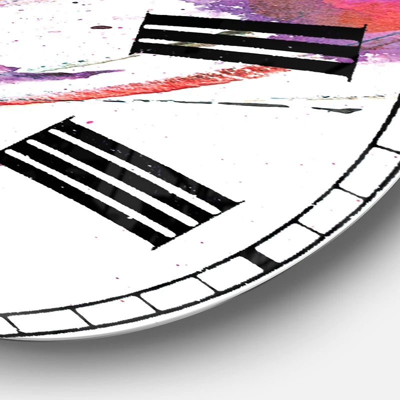 Designart 'Abstract Purple Handpainted Flowers Traditional Wall Clock