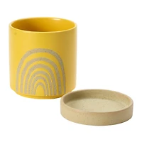 Hello Honey® 7.25" Yellow Stoneware Rainbow Planter & Saucer Set