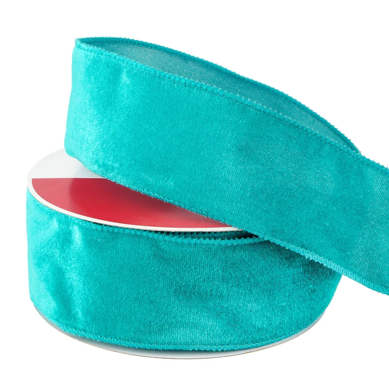 2.5" x 80ft. Turquoise Flocked Wired Jumbo Ribbon by Celebrate It®