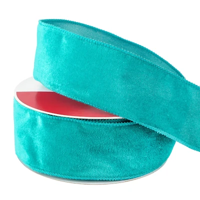 2.5" x 80ft. Turquoise Flocked Wired Jumbo Ribbon by Celebrate It®