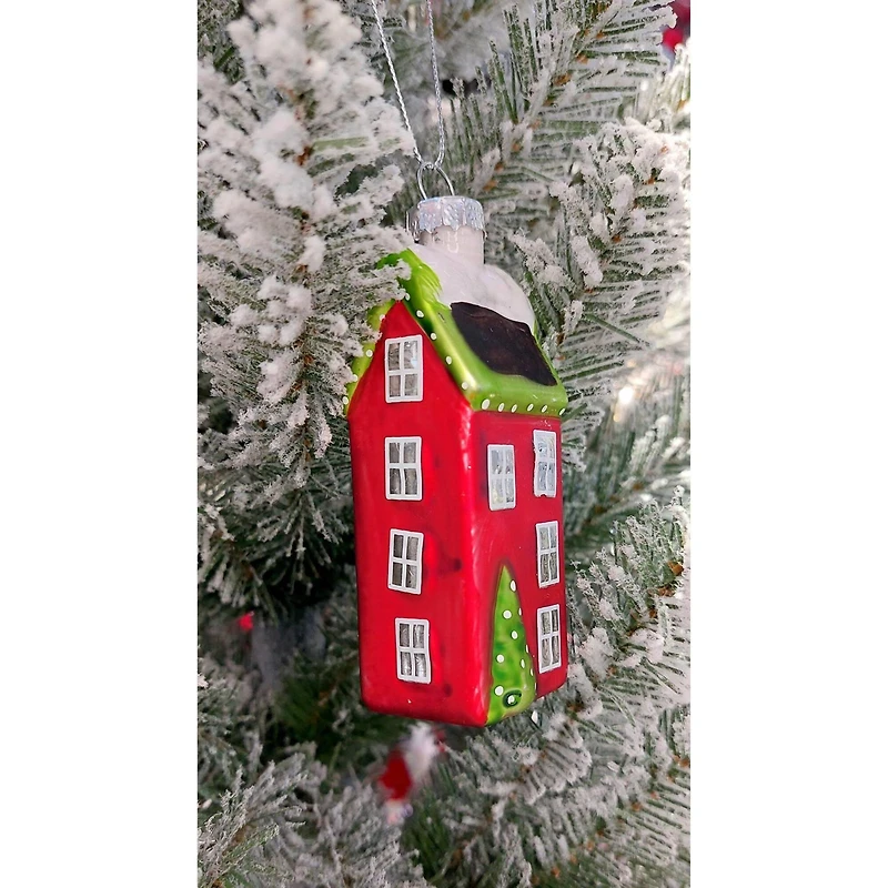 Wizardi 12" Festive House Christmas Glass Ornament