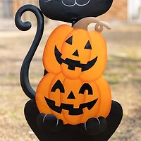 Glitzhome® 36"H Halloween Metal Black Cat with Spring Head and Stacked Pumpkin Yard Stake