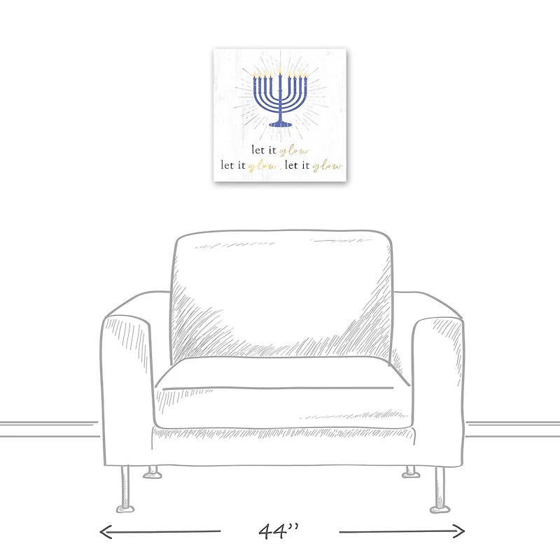 Let It Glow Menorah 16x16 Canvas Wall Art
