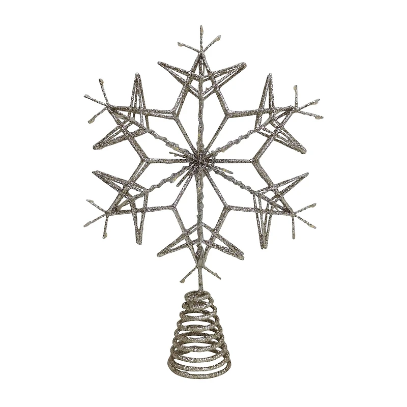 13" Champagne Glitter Starburst Lighted Tree Topper by Ashland®