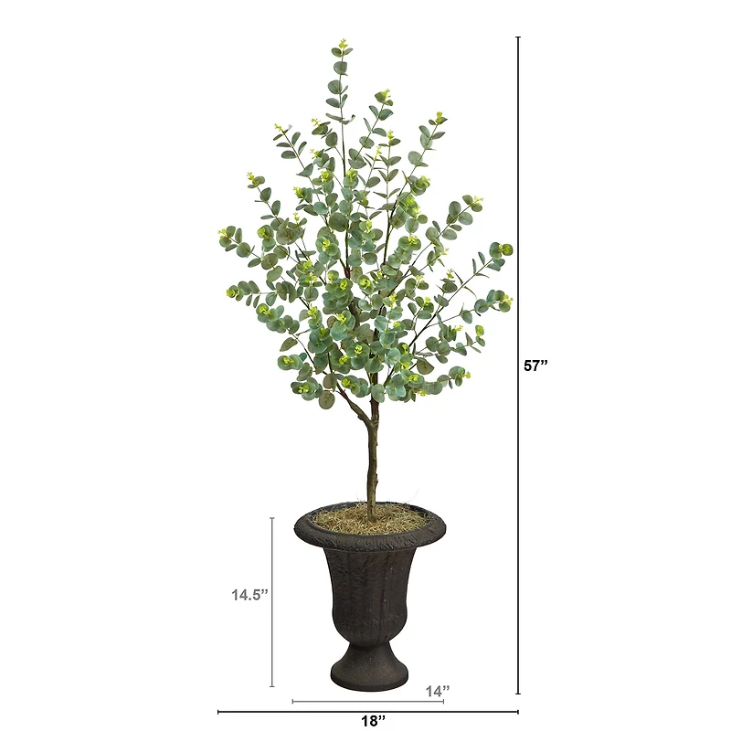5ft. Eucalyptus Artificial Tree in Charcoal Urn