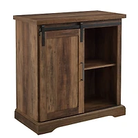 Walker Edison 32" Reclaimed Barnwood Sliding Grooved Door Modern Accent Cabinet 