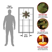 14" Glittery Bristle® Pine Snowflake with Pine Cones & Warm White LED Lights