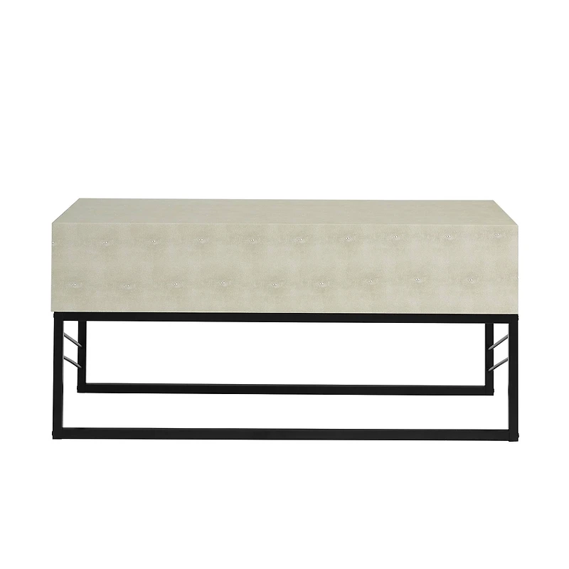 Off White 2-Drawer Faux Shagreen Coffee Table