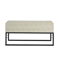 Off White 2-Drawer Faux Shagreen Coffee Table