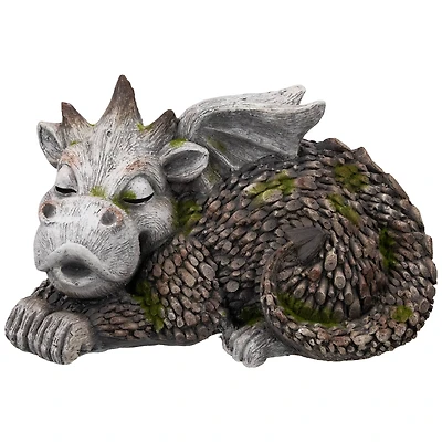 14.25" Sleeping Dragon Outdoor Garden Statue