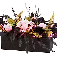 16" Cute & Creepy LED Halloween Centerpiece in Black Planter