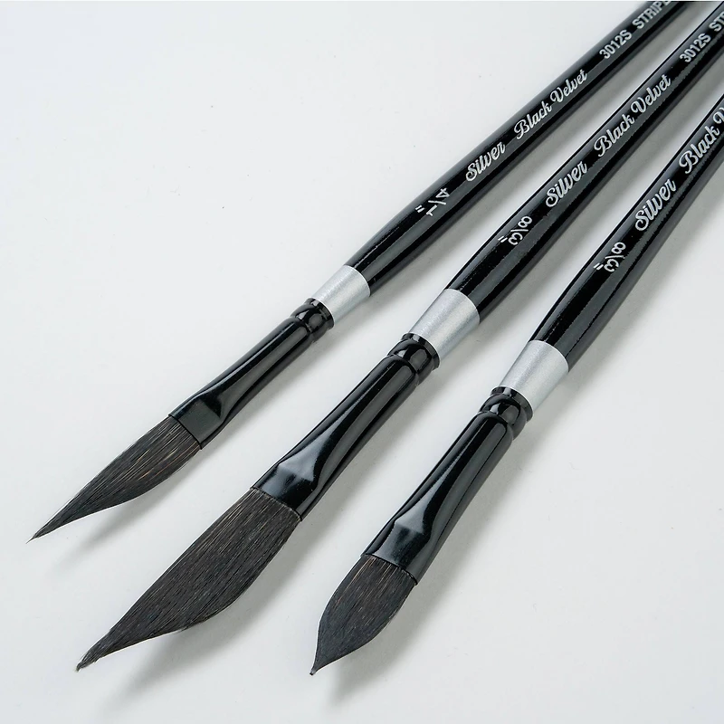 Silver Brush Limited Black Velvet Dagger/Oval Brushes, Pack of 3