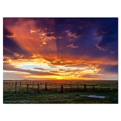 Designart - Dramatic Sunset over Prairie