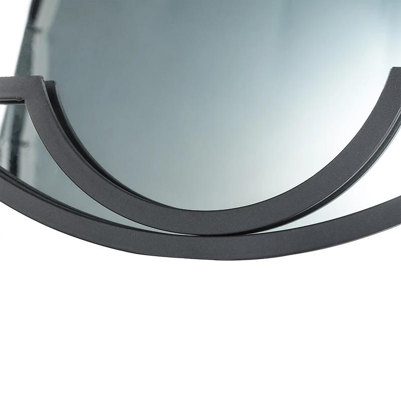 Glitzhome® 23" Black Metal Glass Round Wall Mirror