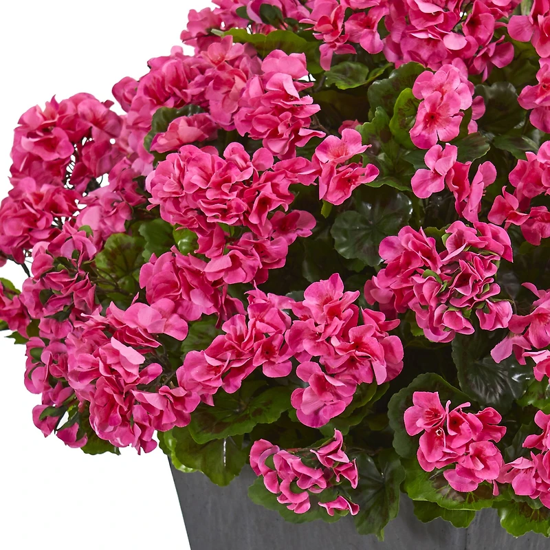 2.7ft. UV Resistant Pink Artificial Geranium in Slate Planter