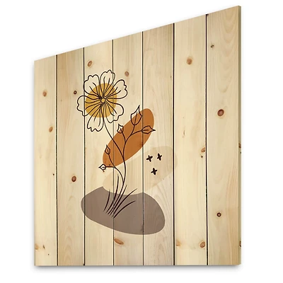 Designart - Abstract Flowers On Minimal Shapes I