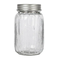Hello Honey Tea Embossed Glass Jar with Metal Lid