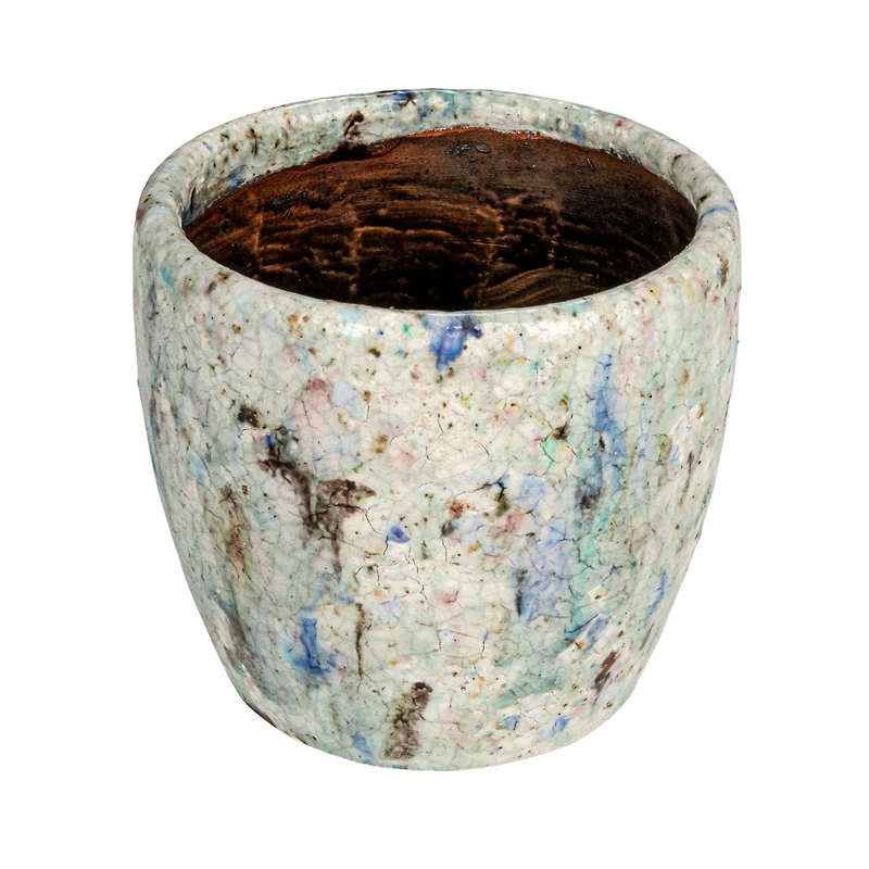 Hello Honey® 5.25" Blue Crackle Glaze Terra Cotta Planter
