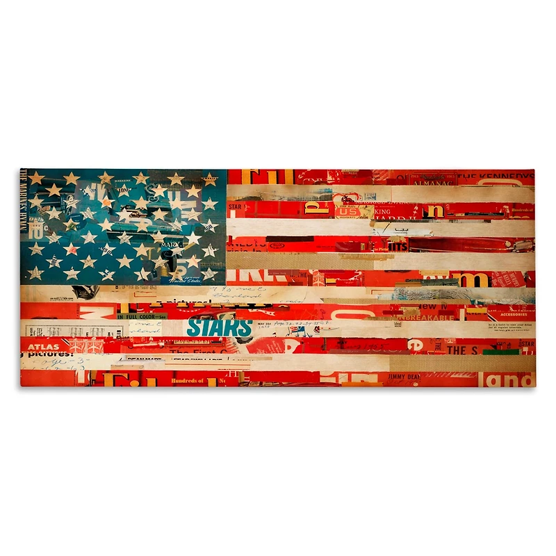 Stupell Industries Patriotic Collaged Flag Canvas Wall Art