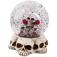 LED Lighted Skulls and Roses Halloween Snow Globe with Sound - 6"