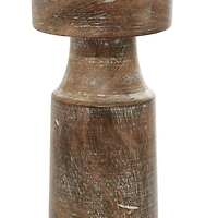 Brown Mango Wood Natural Candle Holder Set
