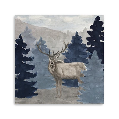 Blue Cliff Mountains Scene III Elk Canvas Giclee