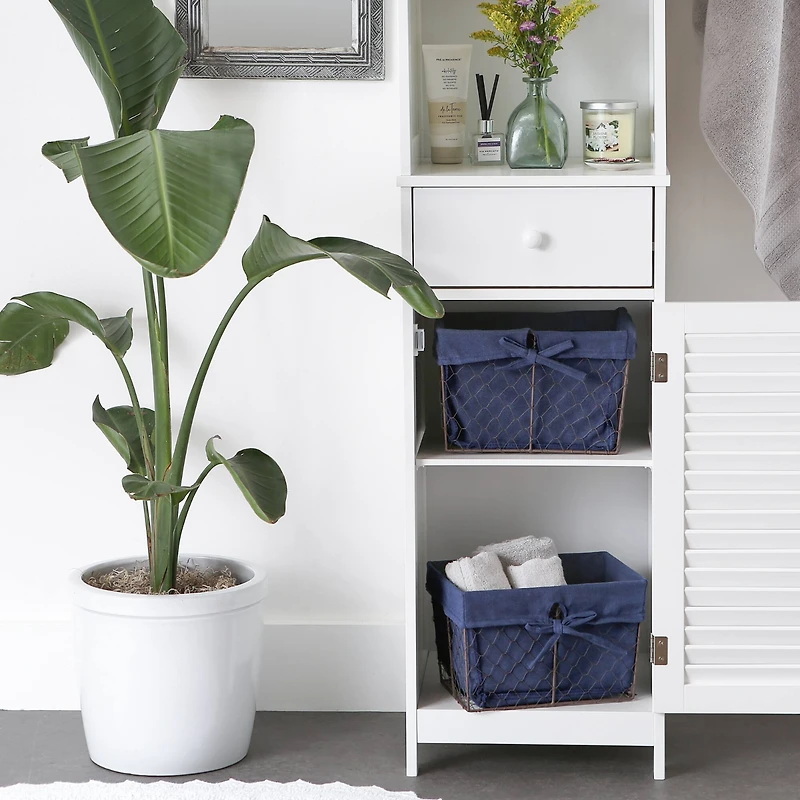 DII® Medium Rustic Bronze Chicken Wire Baskets with French Blue Liners, 2ct.