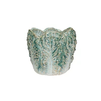Hello Honey® 5.75" Green Reactive Glaze Embossed Stoneware Cabbage Planter