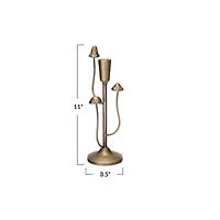 Hello Honey® 11" Antique Gold Mushroom Metal Taper Candle Holder