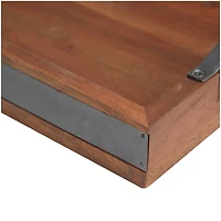 Brown & Black Wooden Nesting Tray with Metal Handles Set