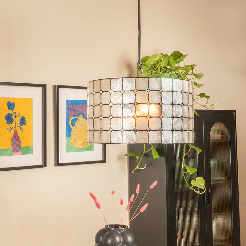 Hello Honey® Emma Capiz Black Finish Pendant Lamp