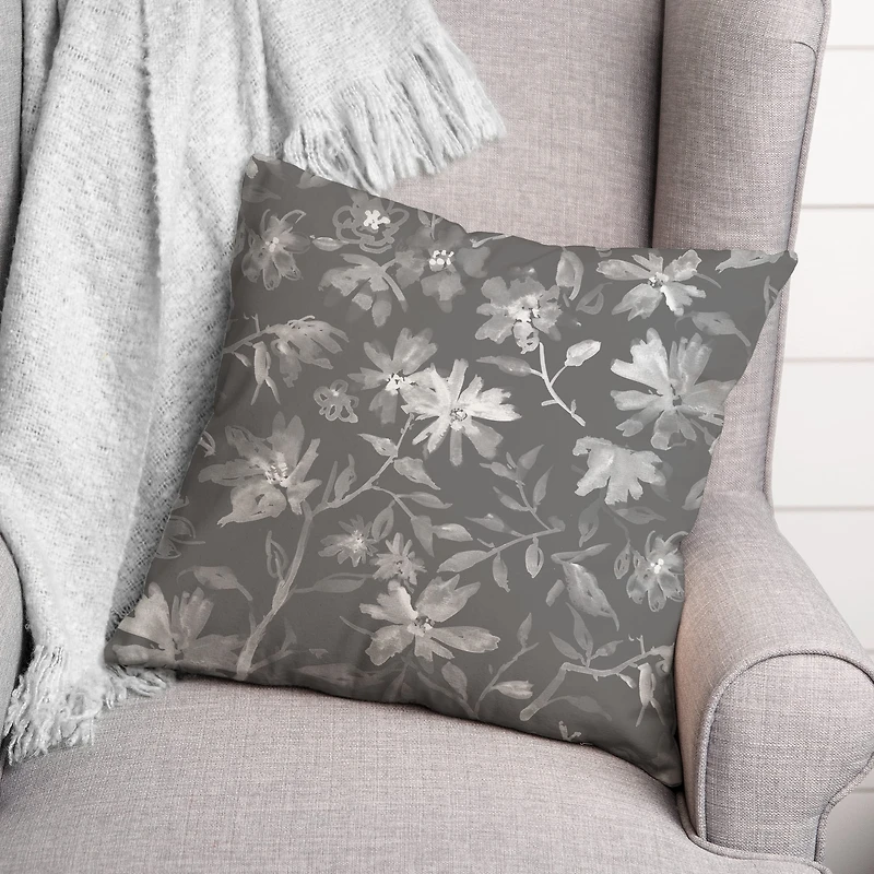 Delicate Floral Print Throw Pillow