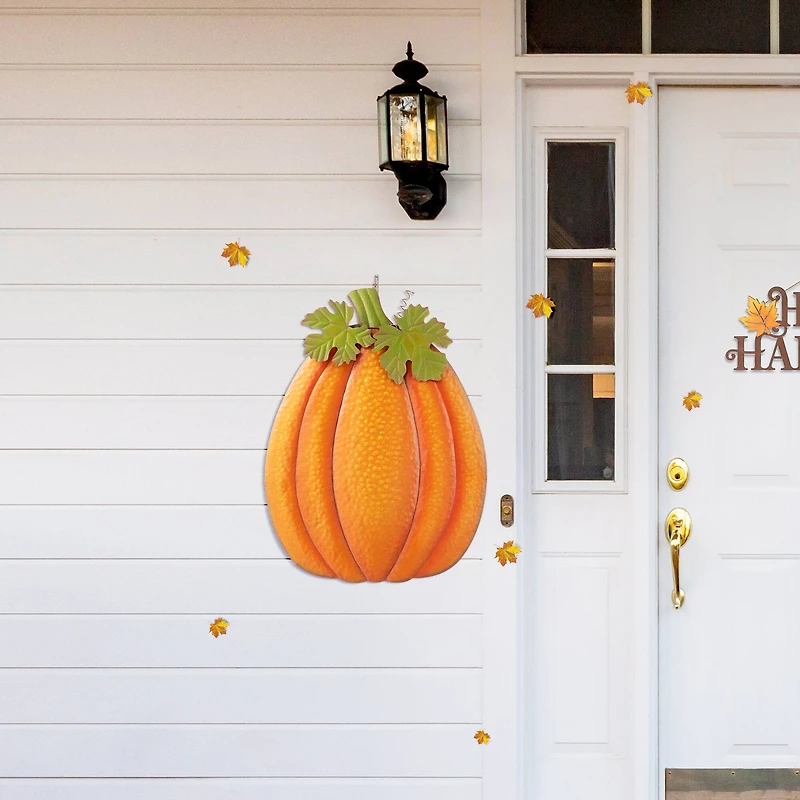 Glitzhome® 3ft. Fall Metal Embossed Glitter Pumpkin Yard Stake