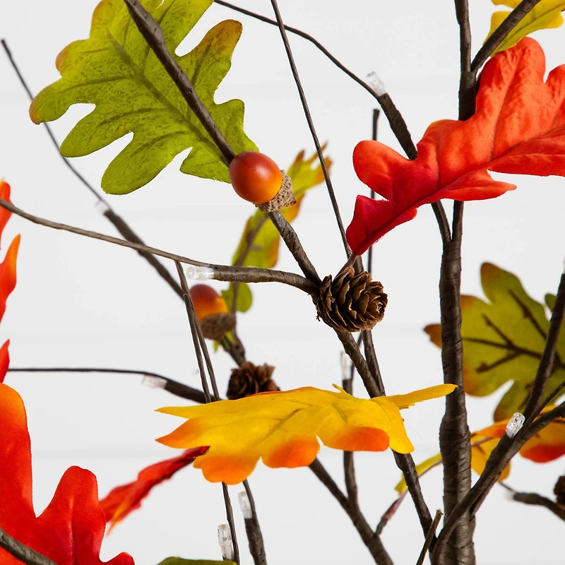 3ft. Pre-Lit Autumn Maple Artificial Fall Tree with Pinecones, Acorns and 36 Warm White LED Lights