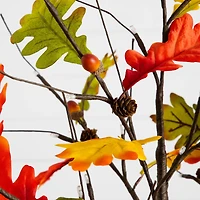 3ft. Pre-Lit Autumn Maple Artificial Fall Tree with Pinecones, Acorns and 36 Warm White LED Lights