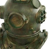 Bronze Polystone Coastal Decorative Antique Diving Helmet, 10" x 8" x 9"