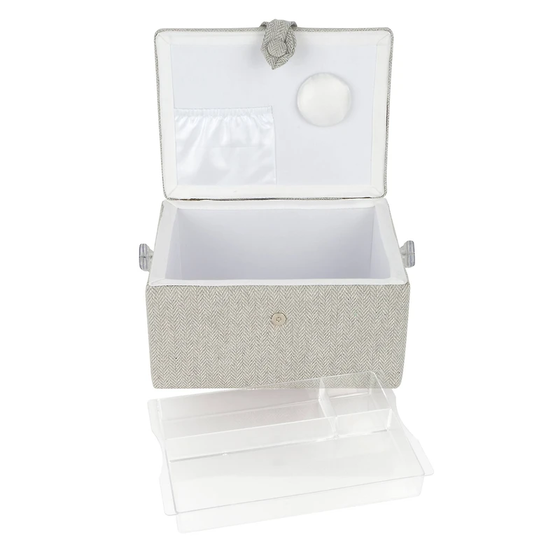 11.5" Gray Sewing Basket by Loops & Threads®