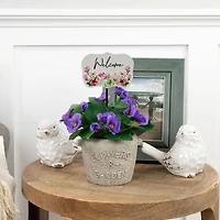 8" Floral Welcome Yard Metal Garden Stake