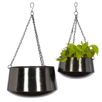 Black Metal Glam Planter Set, 5" & 7"