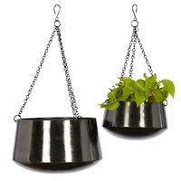 Black Metal Glam Planter Set, 5" & 7"