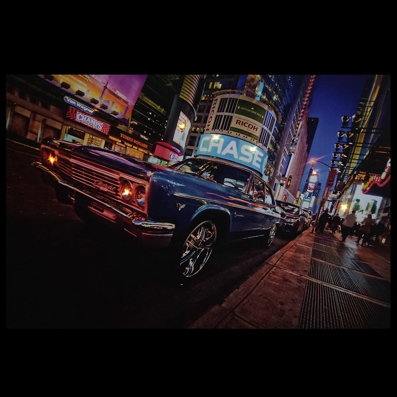 LED Lighted NYC Times Square with Classic Chevrolet Wall Art