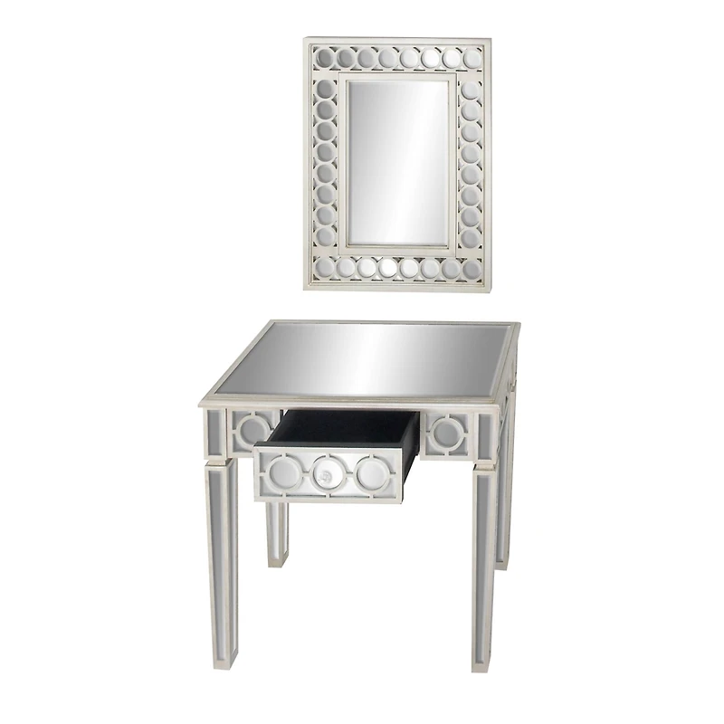 Set of 2 Grey Wood Glam Console Table, 31" x 31"